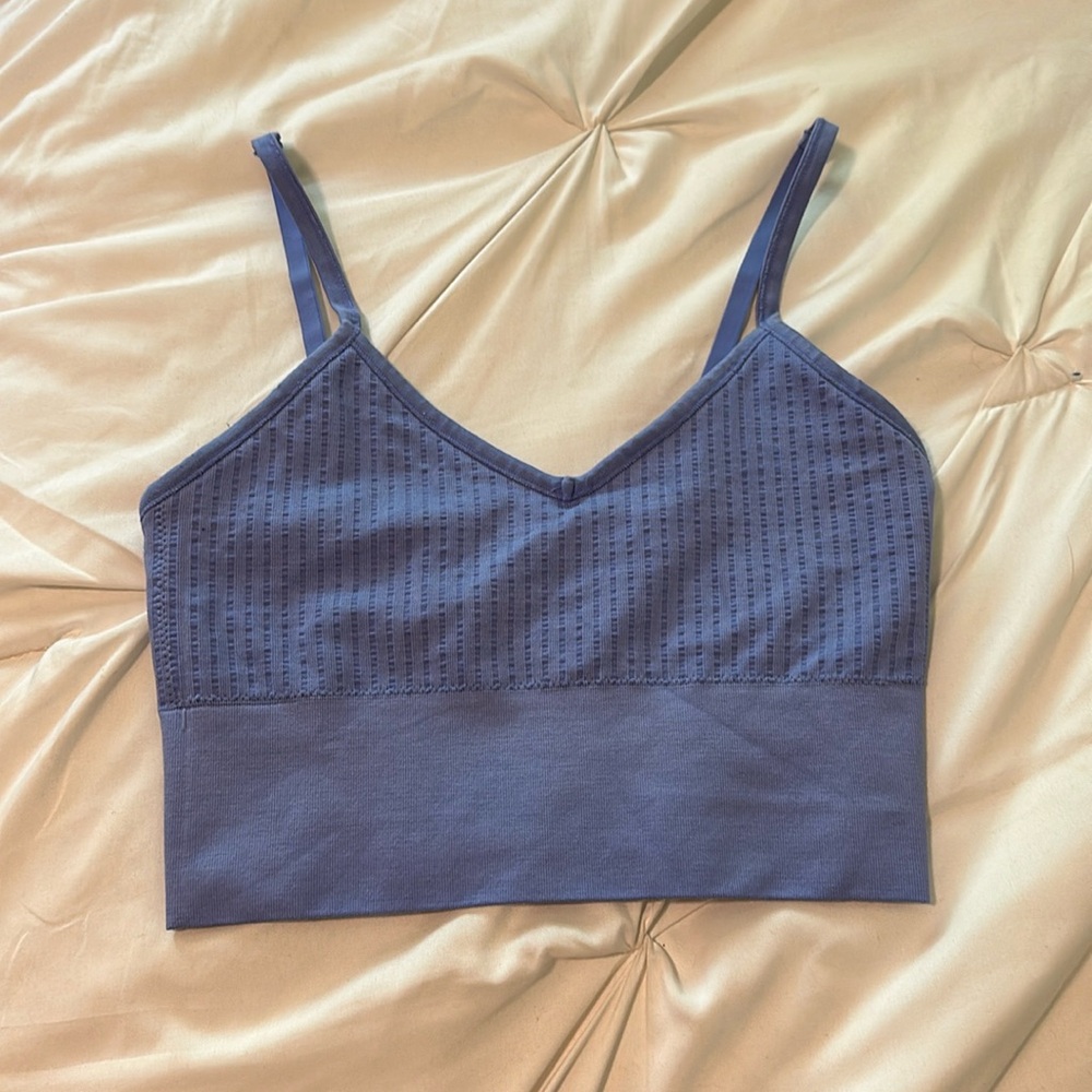 blue fabletics cropped tank top